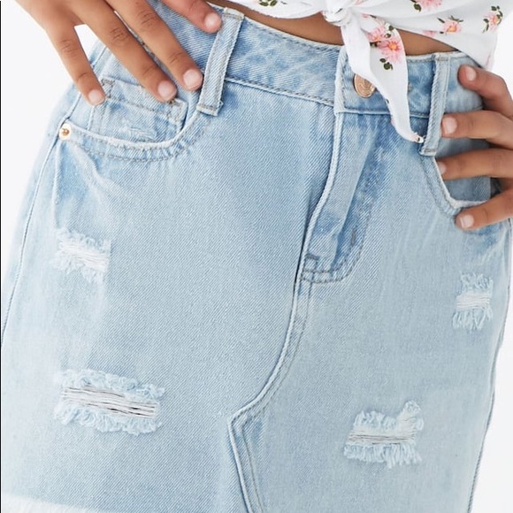 Distressed Denim Skirt - Picture 2 of 5